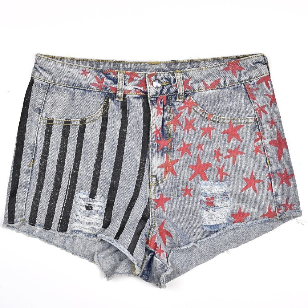 Birds of Prey Denim Stars Stripes Shorts S 27/28